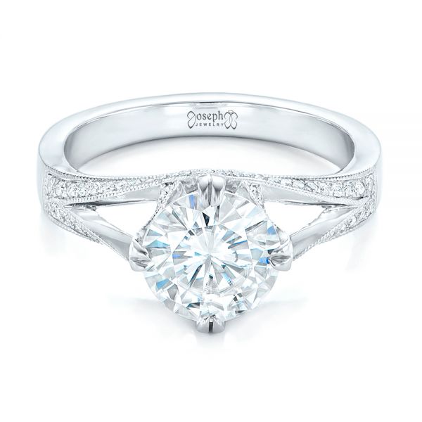  Platinum Custom Diamond Engagement Ring - Flat View -  102601