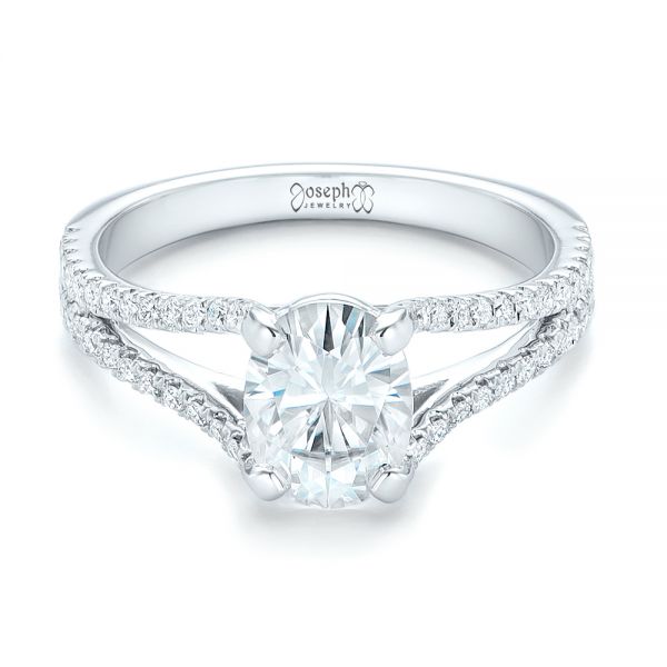 14k White Gold Custom Diamond Engagement Ring - Flat View -  102604
