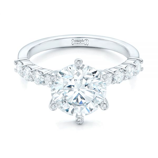 14k White Gold 14k White Gold Custom Diamond Engagement Ring - Flat View -  102614