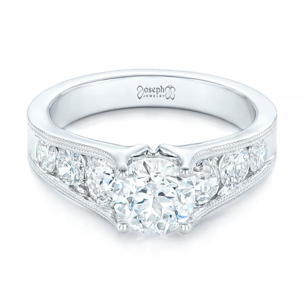 14k White Gold Custom Diamond Engagement Ring - Flat View - 102762