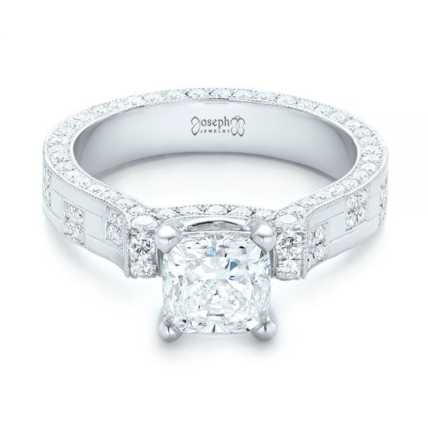 14k White Gold 14k White Gold Custom Diamond Engagement Ring - Flat View -  102895