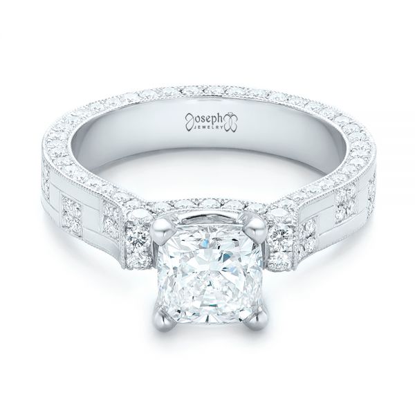 Platinum Custom Diamond Engagement Ring - Flat View - 102895