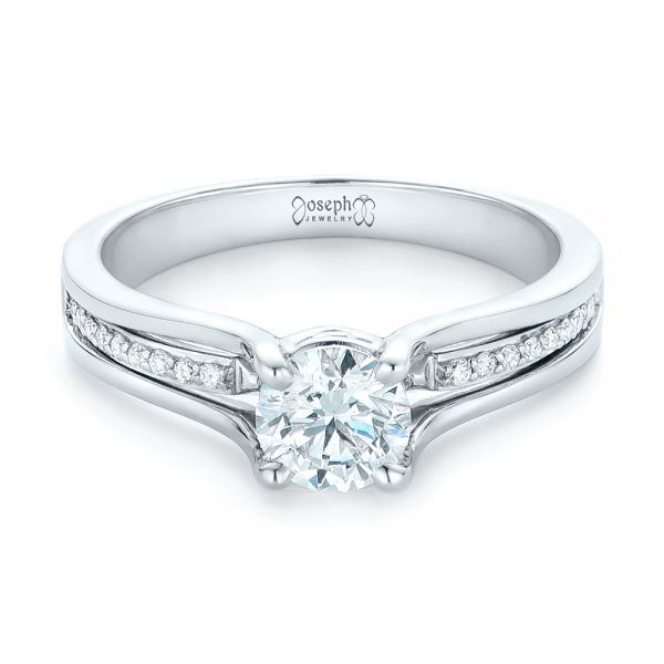 14k White Gold 14k White Gold Custom Diamond Engagement Ring - Flat View -  102903