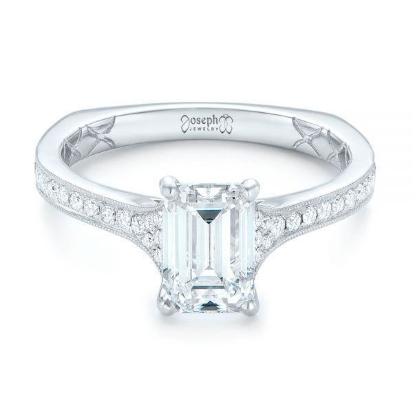 14k White Gold 14k White Gold Custom Diamond Engagement Ring - Flat View -  102904