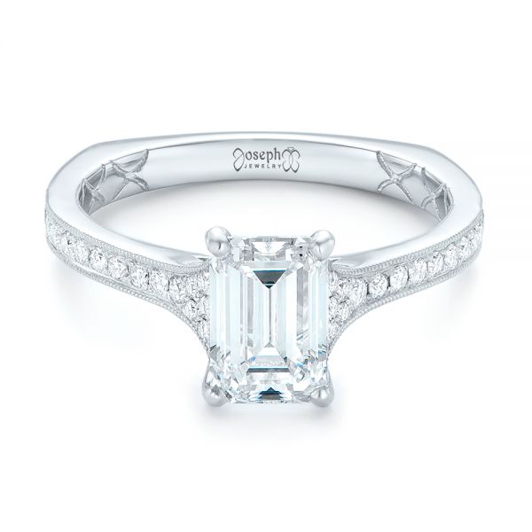  Platinum Custom Diamond Engagement Ring - Flat View -  102904