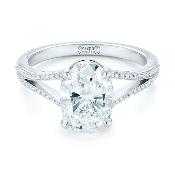 14k White Gold 14k White Gold Custom Diamond Engagement Ring - Flat View -  102946