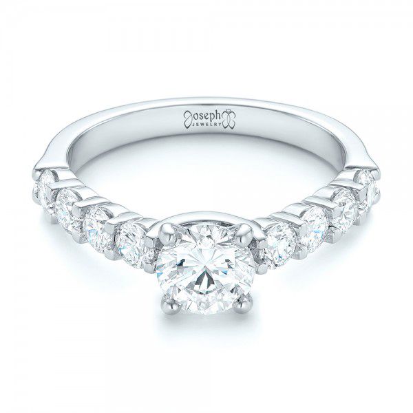 14k White Gold 14k White Gold Custom Diamond Engagement Ring - Flat View -  102955