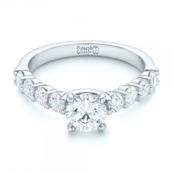 Platinum Custom Diamond Engagement Ring - Flat View - 102955