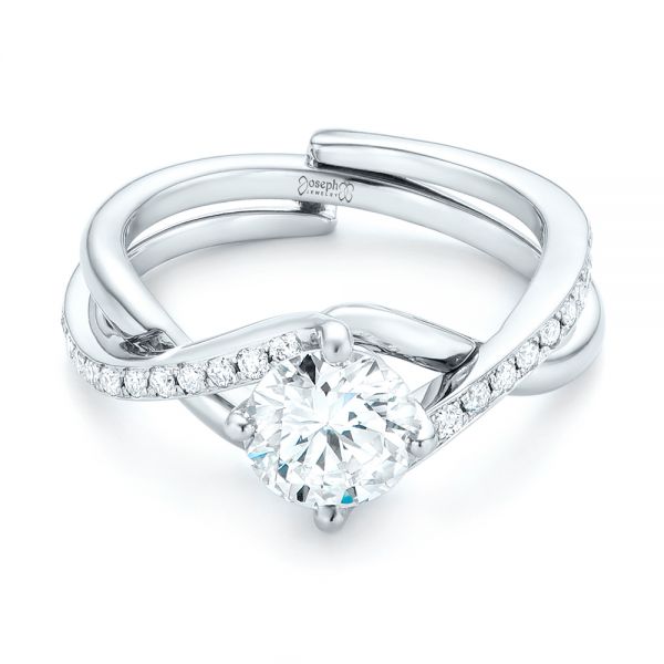 18k White Gold 18k White Gold Custom Diamond Engagement Ring - Flat View -  102969