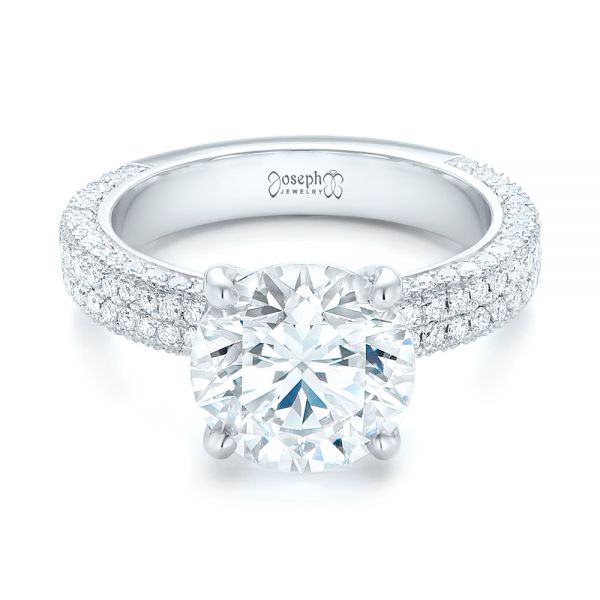 14k White Gold 14k White Gold Custom Diamond Engagement Ring - Flat View -  102971