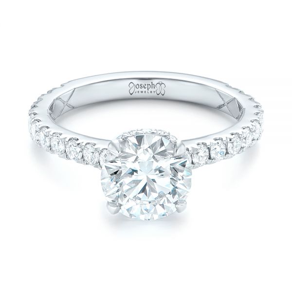 14k White Gold 14k White Gold Custom Diamond Engagement Ring - Flat View -  102995