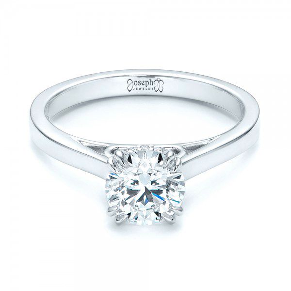 18k White Gold Custom Diamond Engagement Ring - Flat View -  103057
