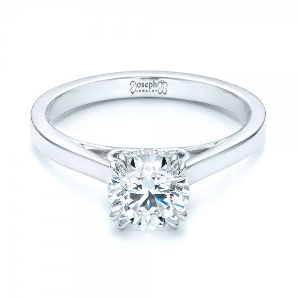18k White Gold Custom Diamond Engagement Ring - Flat View -  103057