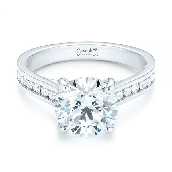 14k White Gold 14k White Gold Custom Diamond Engagement Ring - Flat View -  103150