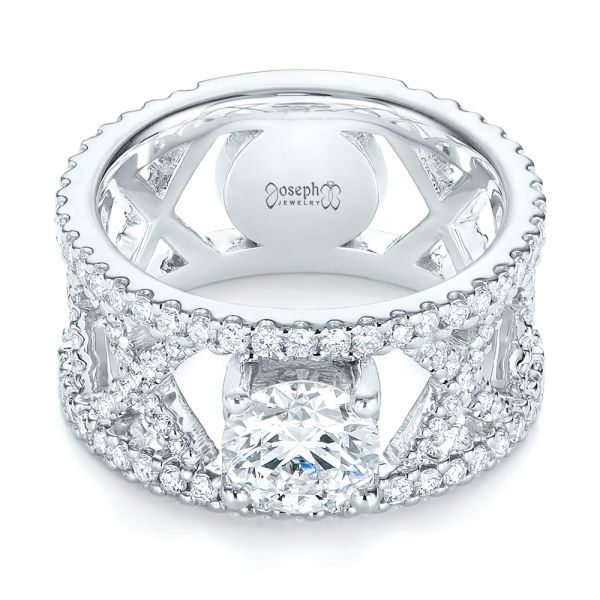 18k White Gold Custom Diamond Engagement Ring - Flat View -  103215