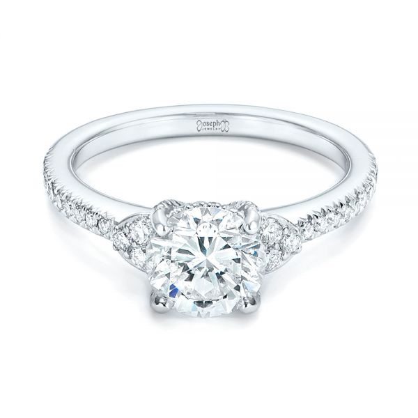 18k White Gold 18k White Gold Custom Diamond Engagement Ring - Flat View -  103219