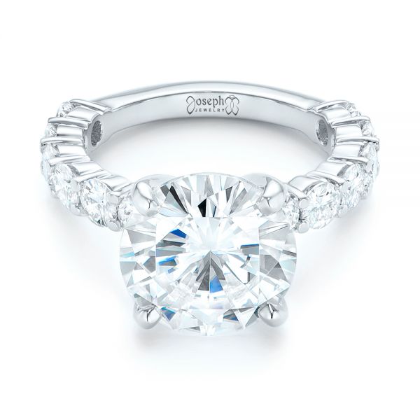 14k White Gold Custom Diamond Engagement Ring - Flat View -  103336