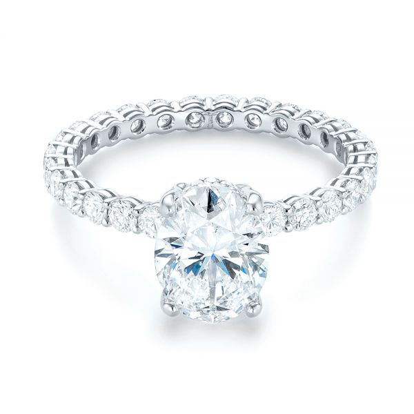 14k White Gold Custom Diamond Engagement Ring - Flat View -  103355