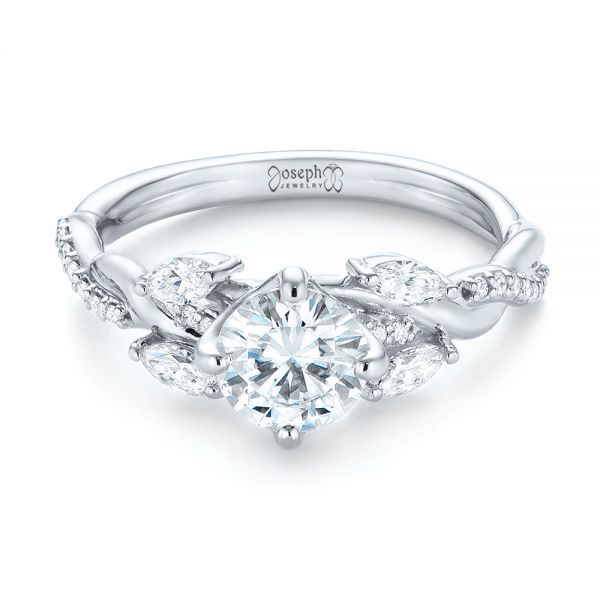14k White Gold Custom Diamond Engagement Ring - Flat View -  103418