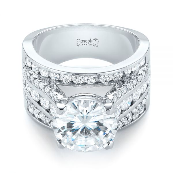 14k White Gold 14k White Gold Custom Diamond Engagement Ring - Flat View -  103487
