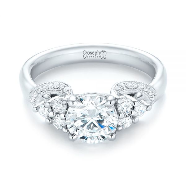  Platinum Custom Diamond Engagement Ring - Flat View -  103519