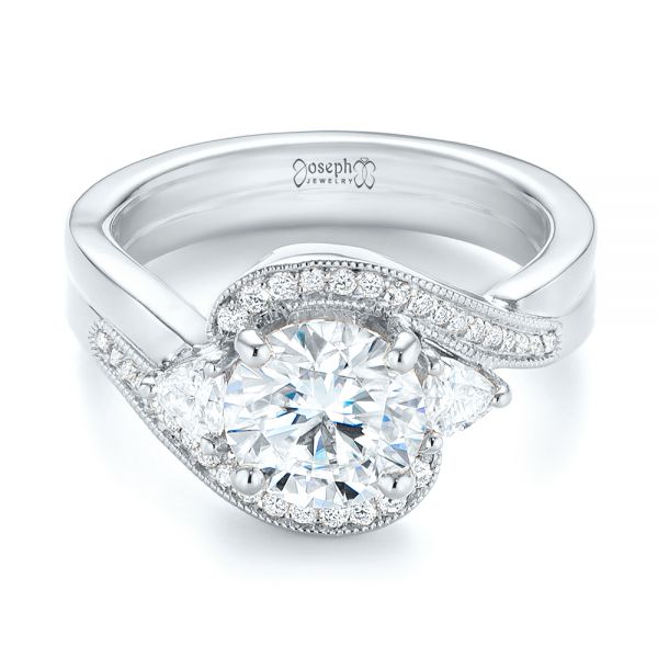 14k White Gold 14k White Gold Custom Diamond Engagement Ring - Flat View -  104262