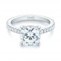 14k White Gold Custom Diamond Engagement Ring - Flat View -  104401 - Thumbnail