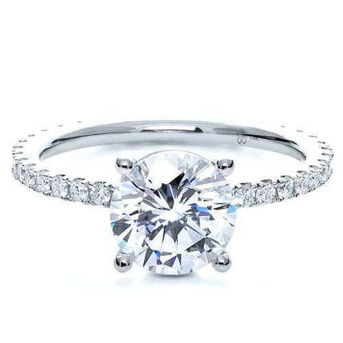 14k White Gold Custom Diamond Engagement Ring - Flat View -  1104