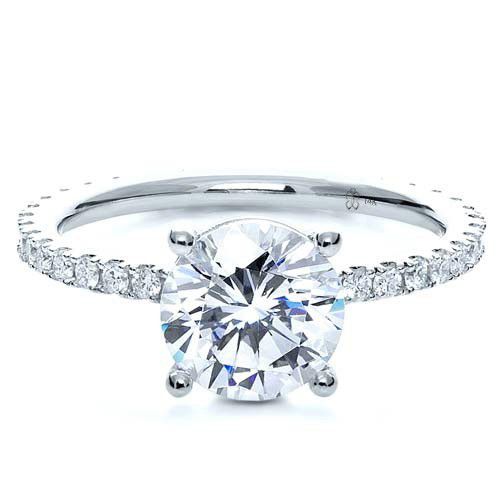 14k White Gold Custom Diamond Engagement Ring - Flat View - 1104