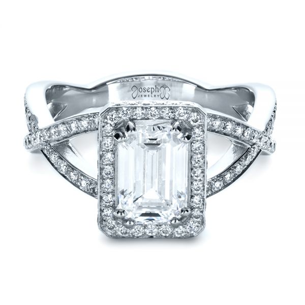 Platinum Custom Diamond Engagement Ring - Flat View - 1159