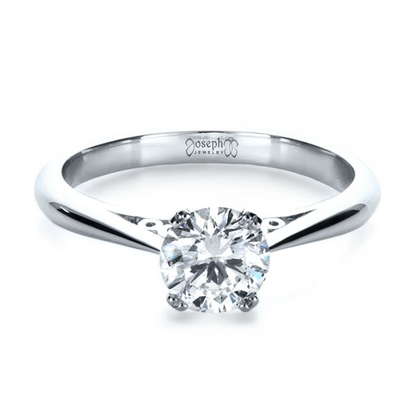 18k White Gold Custom Diamond Engagement Ring - Flat View -  1162