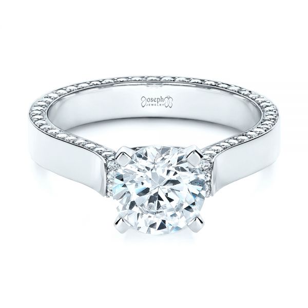 18k White Gold Custom Diamond Engagement Ring - Flat View - 1259