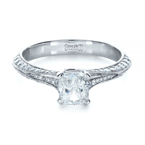 18k White Gold 18k White Gold Custom Diamond Engagement Ring - Flat View -  1268