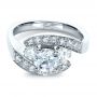 14k White Gold Custom Diamond Engagement Ring - Flat View -  1302 - Thumbnail