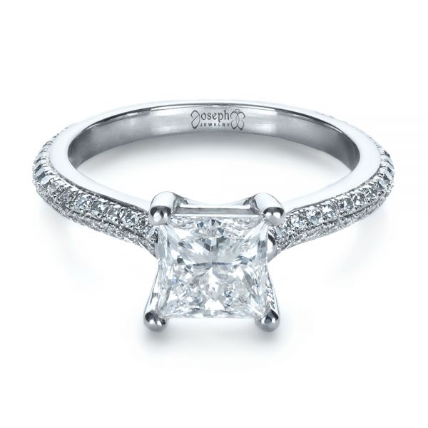 Platinum Custom Diamond Engagement Ring - Flat View - 1402