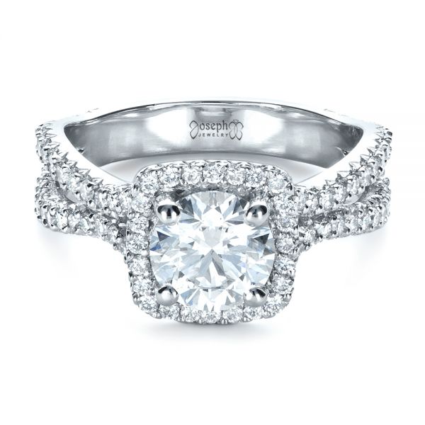 14k White Gold 14k White Gold Custom Diamond Engagement Ring - Flat View -  1407