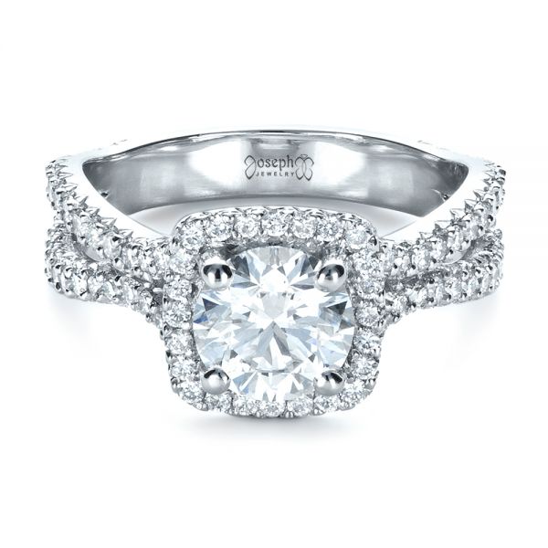 Platinum Custom Diamond Engagement Ring - Flat View - 1407