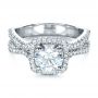  Platinum Custom Diamond Engagement Ring - Flat View -  1407 - Thumbnail