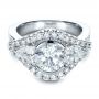 18k White Gold 18k White Gold Custom Diamond Engagement Ring - Flat View -  1414 - Thumbnail