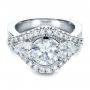 18k White Gold 18k White Gold Custom Diamond Engagement Ring - Flat View -  1414 - Thumbnail