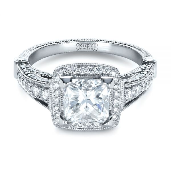  Platinum Custom Diamond Engagement Ring - Flat View -  1416