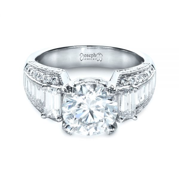 18k White Gold 18k White Gold Custom Diamond Engagement Ring - Flat View -  1434