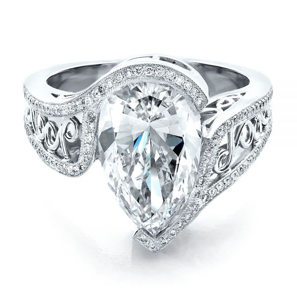  Platinum Custom Diamond Engagement Ring - Flat View -  1442