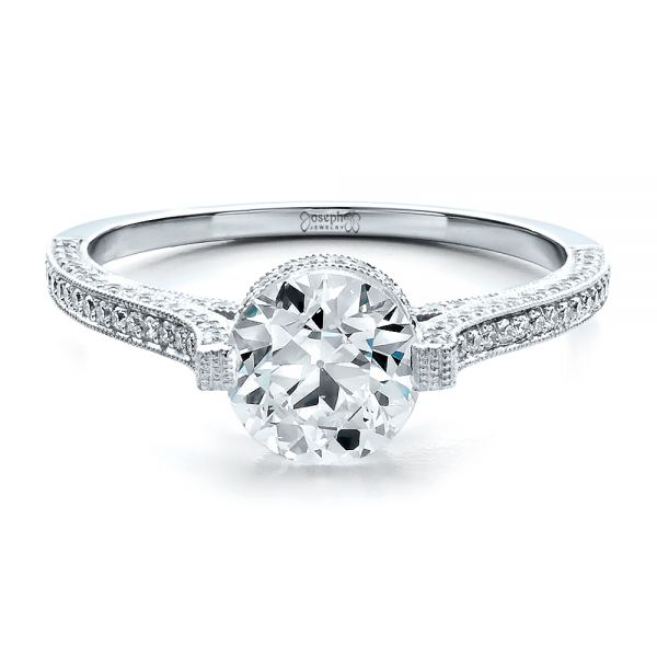 Platinum Custom Diamond Engagement Ring - Flat View - 1443