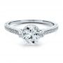 14k White Gold 14k White Gold Custom Diamond Engagement Ring - Flat View -  1443 - Thumbnail