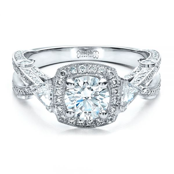 Platinum Custom Diamond Engagement Ring - Flat View - 1451