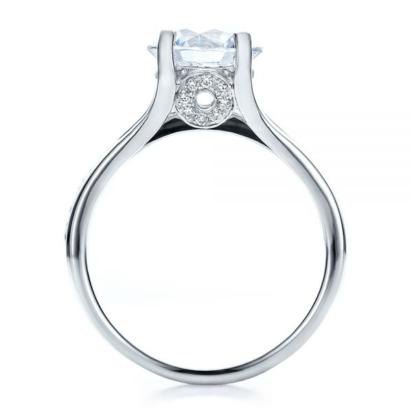 14k White Gold Custom Diamond Engagement Ring - Front View -  100035