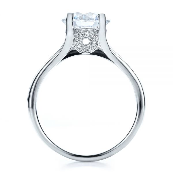 14k White Gold Custom Diamond Engagement Ring - Front View - 100035