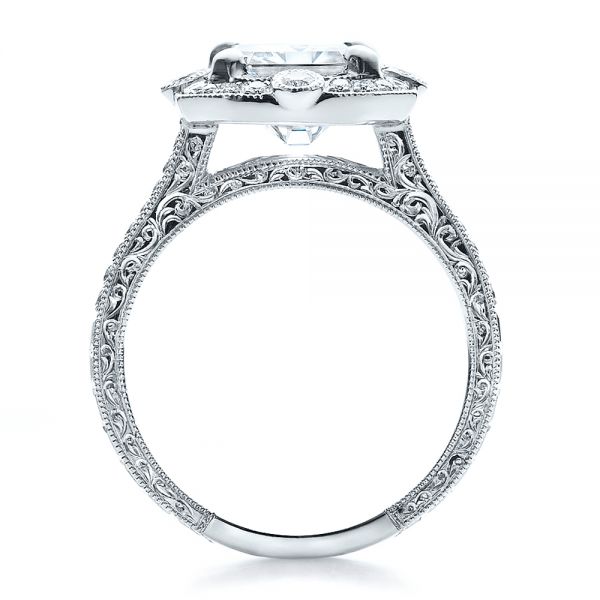 18k White Gold 18k White Gold Custom Diamond Engagement Ring - Front View -  100091