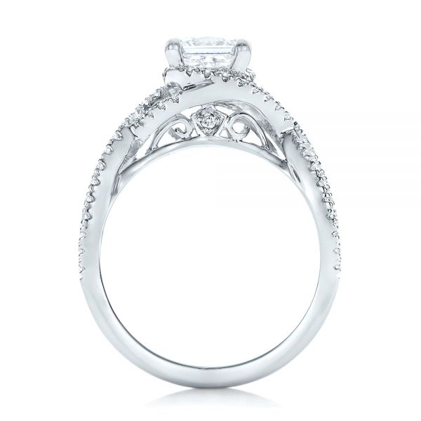 14k White Gold Custom Diamond Engagement Ring - Front View -  102148